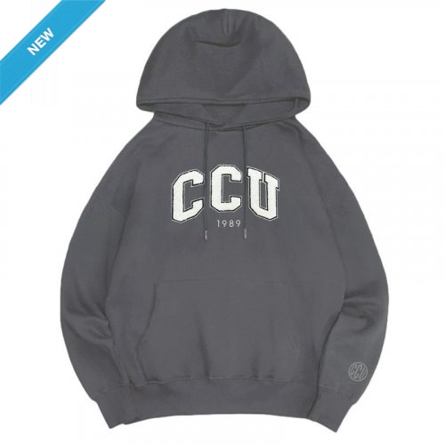 【買一送衣，現貨販售】CCU立體毛巾繡落肩帽T_摩卡灰