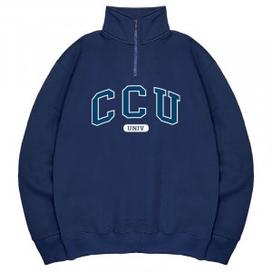 【9/22開始預購】CCU經典款美式立領拉鍊大學T_深藍