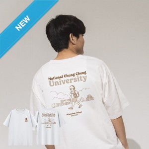 【2025新品上市】CCU校園日常插畫寬版短T_經典白