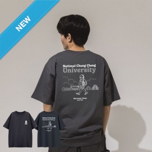 【新品上市】CCU校園日常插畫寬版短T_暗夜灰