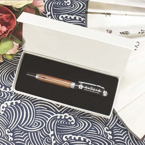 【團購商品，10個起做】CCU曜石黑鋼琴烤漆紅木鋼珠筆禮盒